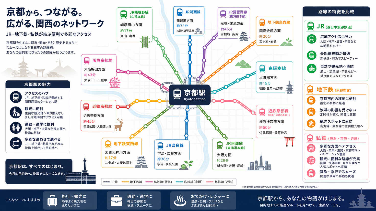 京都駅発の通勤路線とは